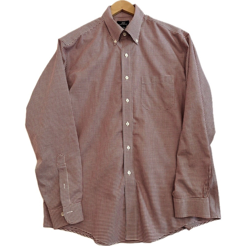 Brooks Brothers 346 Shirt Men's L Button Down Red White 100% Cotton Long Sleeve